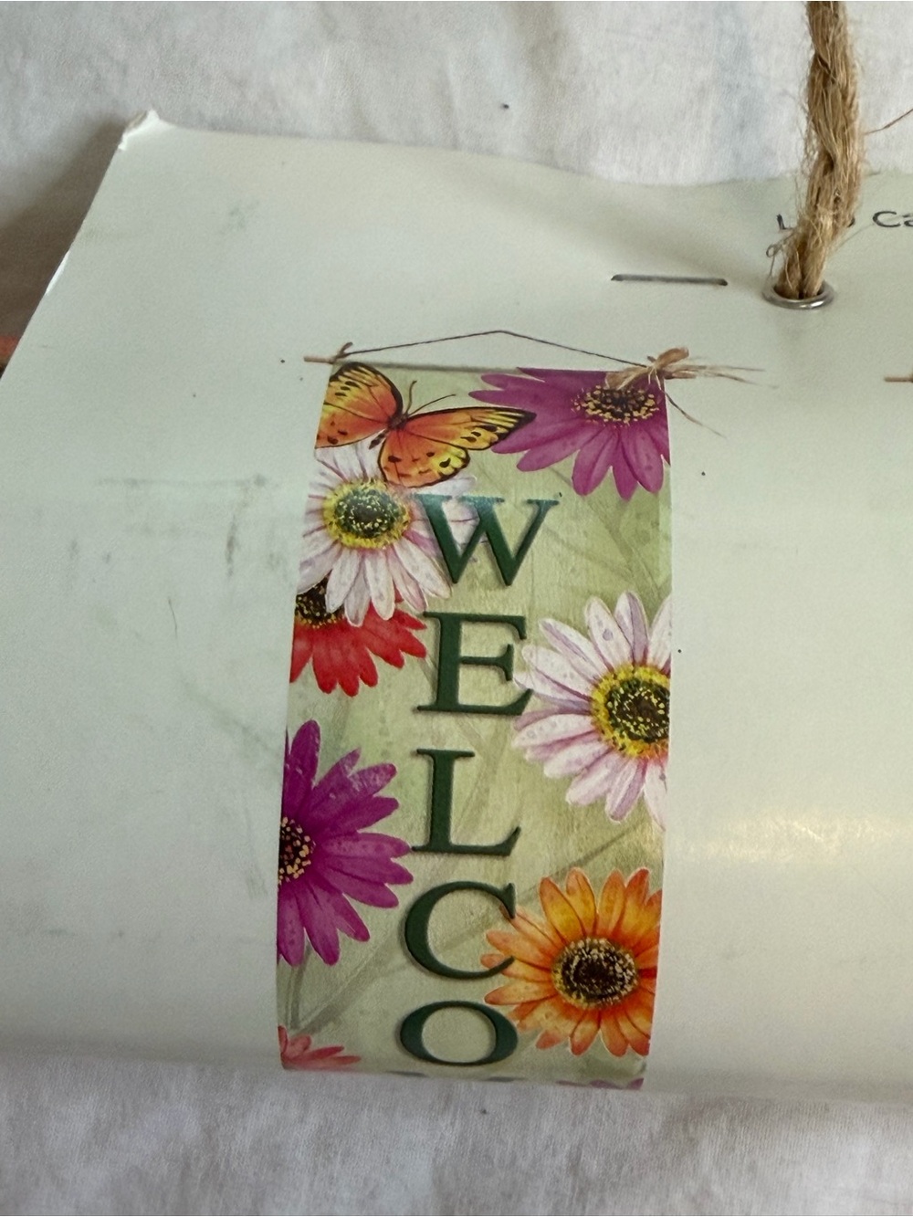 Susan’s Hallmark Floral "Welcome" Hanging Sign - Pink, Purple, Orange, Yellow